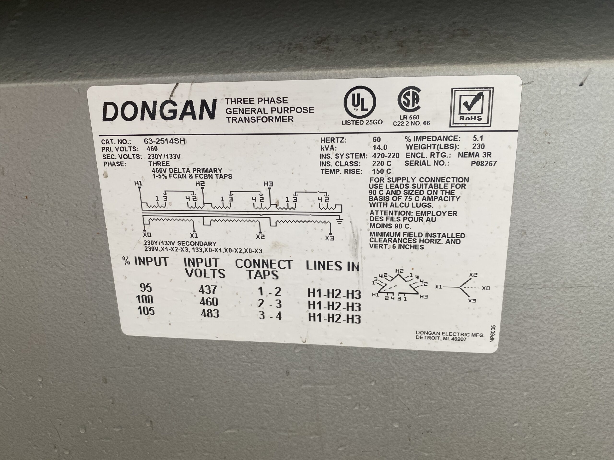 460 V Transformer